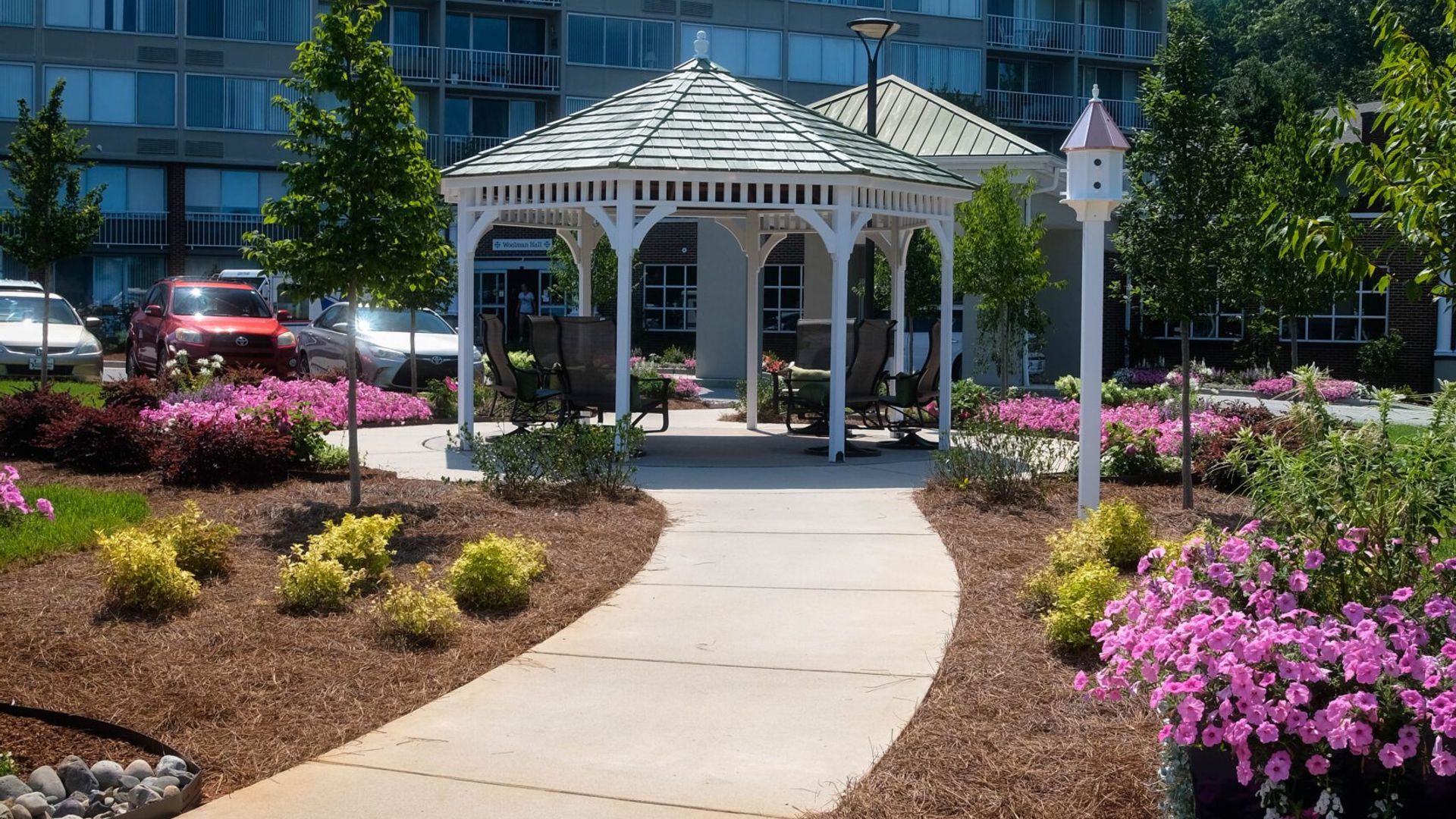 Commercial landscaping in Greensboro, North Carolina — professional maintained property landscaping.
